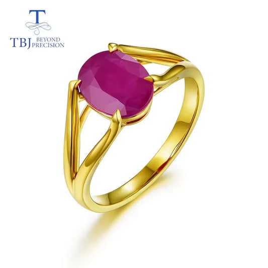 Women's 14K Gold Oval Natural Ruby Statement Ring