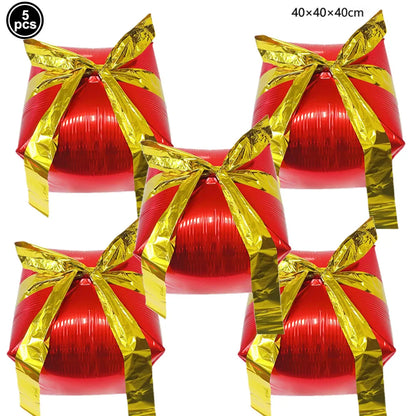 Large Santa Claus Foil Balloons & Christmas Tree Gift Box Decor