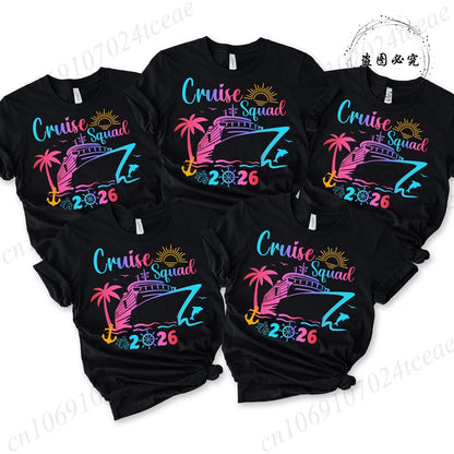 Women’s Cruise Squad 2026 Graphic T-Shirt – Casual Vacation Short Sleeve Tee