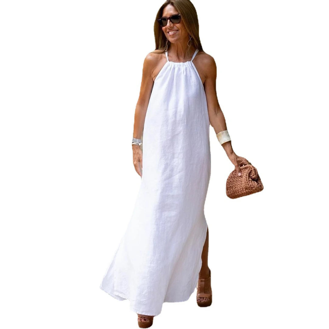 Cotton Solid Color Sleeveless Long