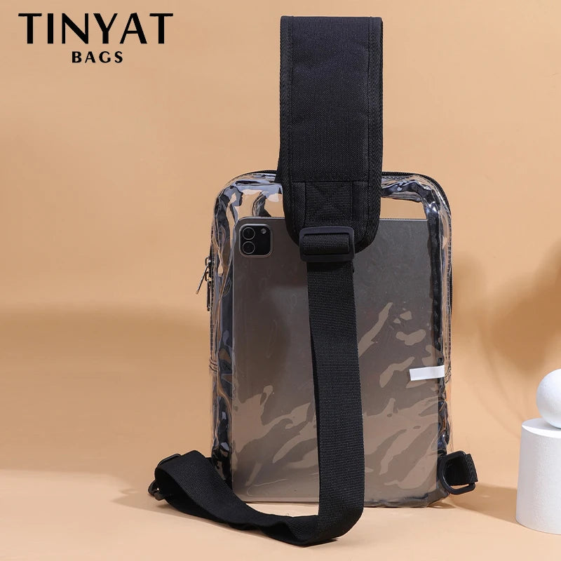 TINYAT Clear PVC Crossbody Sling Bag for Travel & Events