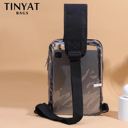 TINYAT Clear PVC Crossbody Sling Bag for Travel & Events
