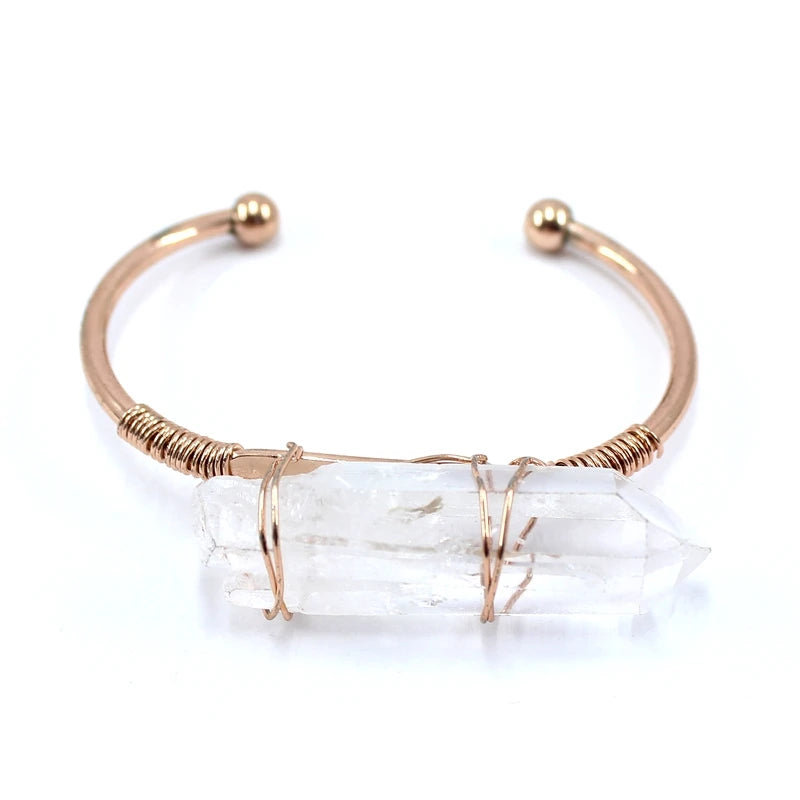 Natural Stone Crystal Cuff Bracelets