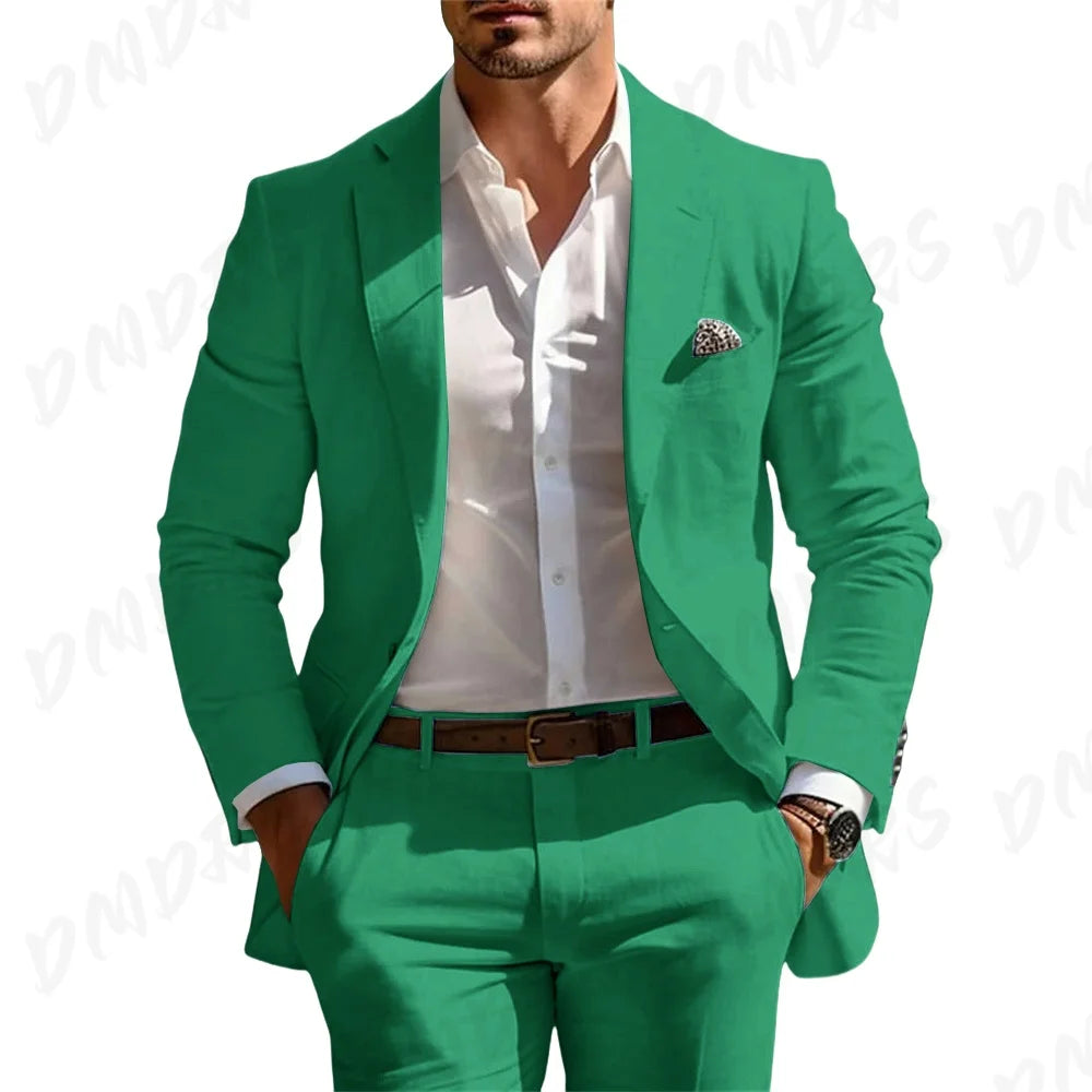 Men’s Formal Slim-Fit Suit Set – Premium Single-Breasted Wedding & Business Tuxedo