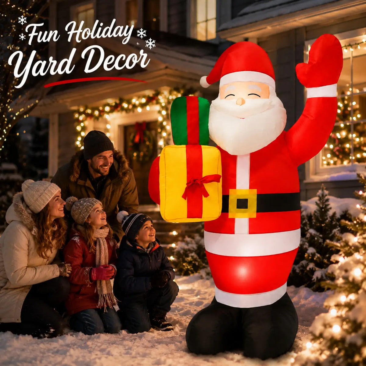 5 FT Christmas Inflatable Santa Claus - Outdoor Blow-Up Yard Decoration with Built-In LED Lights