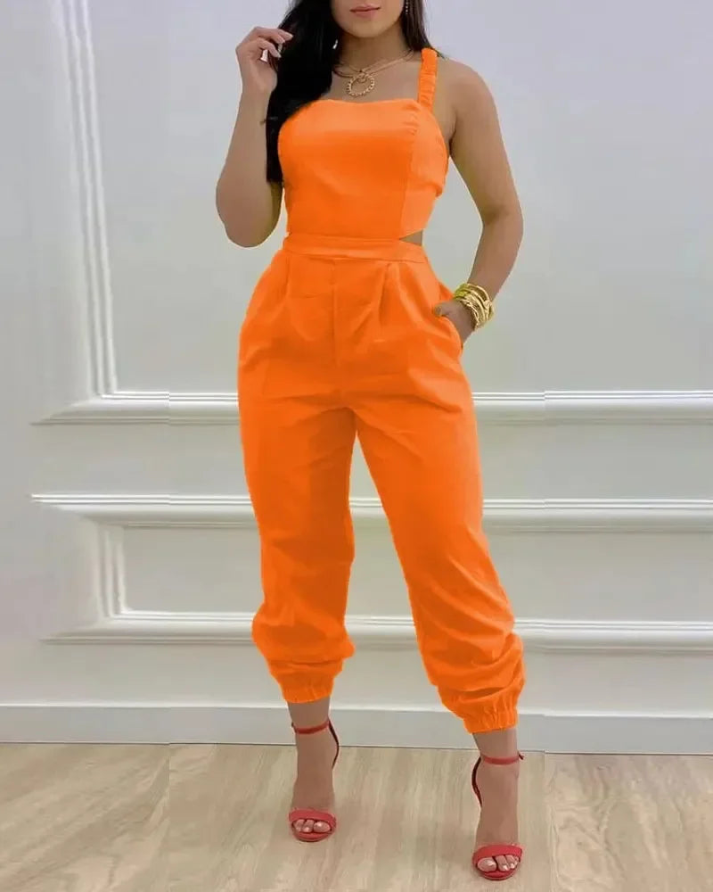Open Back Printed Jumpsuit