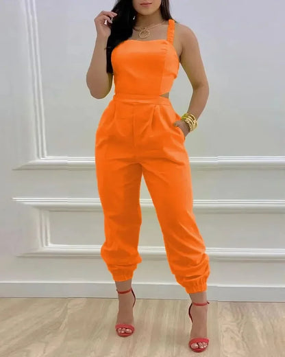 Open Back Printed Jumpsuit