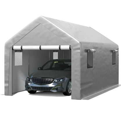 10x20 Heavy Duty Garage with Removable Sidewalls Roll-up Windows
