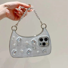 Glitter Rhinestone Phone Case With Chain for iPhone