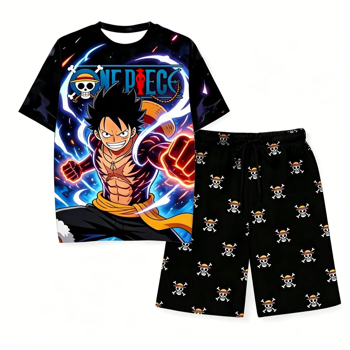 Anime One Piece Luffy 3D Print T-Shirt & Shorts Set