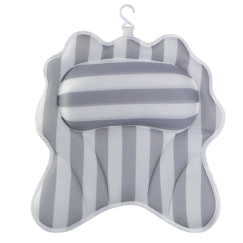 4D 6 Non-Slip Suction Cups Contouring Ergonomic Design Bathtub Neck Pillow