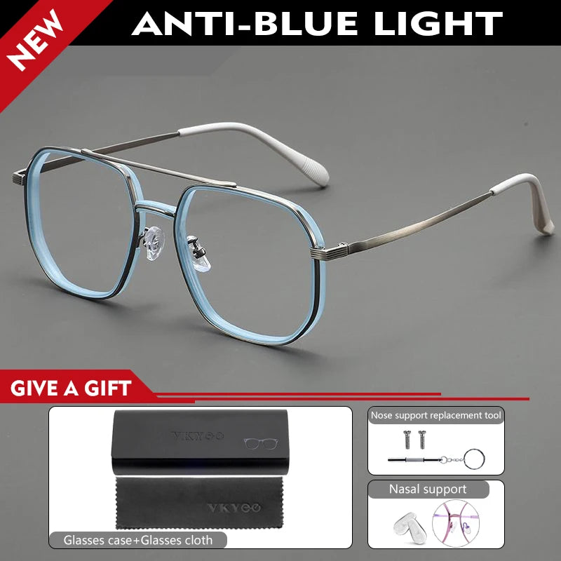 Retro Aviator Anti-Blue Light Glasses with Custom Reading Lenses