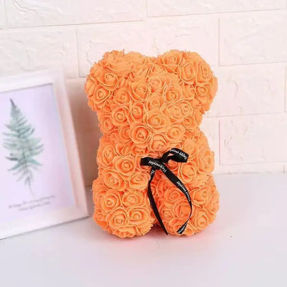 25cm Artificial Teddy Rose Flower Bear with Box