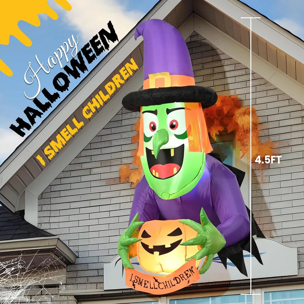 4 Ft Inflatable Halloween Witch with Built-In LED Lights