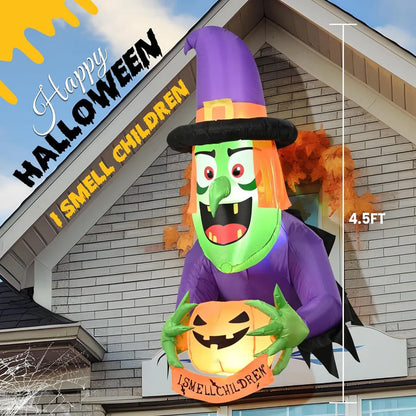 4 Ft Inflatable Halloween Witch with Built-In LED Lights