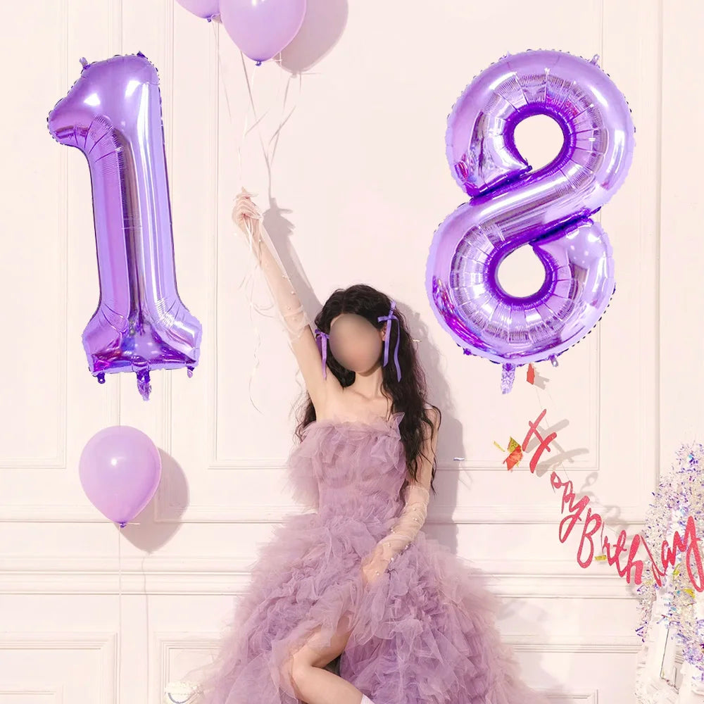 40-Inch Purple Number Foil Balloons
