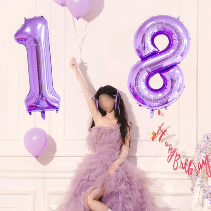 40-Inch Purple Number Foil Balloons