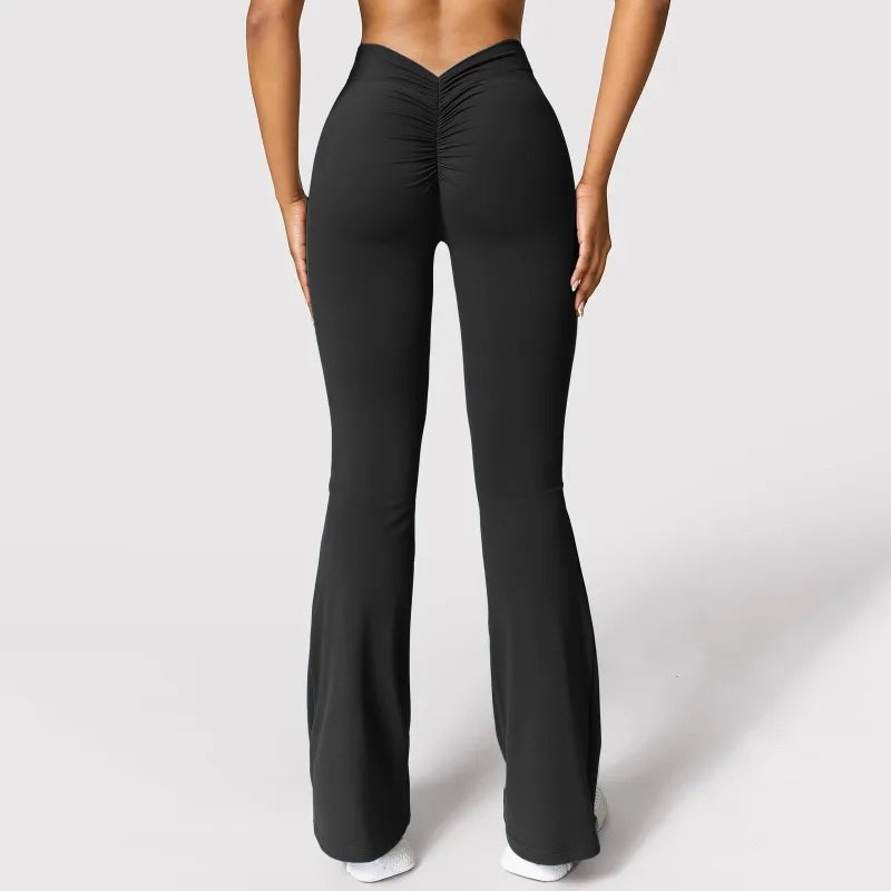 Flare Leg V-Cut High Waist Leggings
