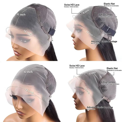 13x6 Glueless 250 Density Brazilian Deep Wave Curly Human Hair Wig