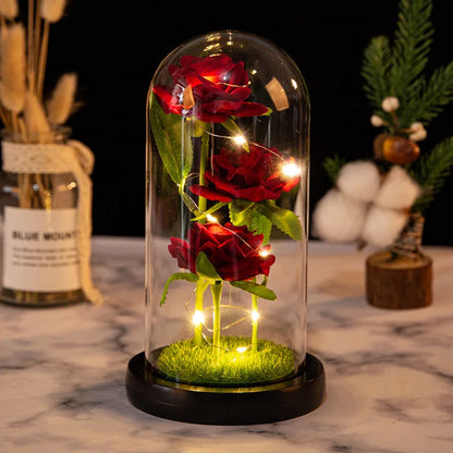 LED Galaxy Three Rose Artificial Flowers Gift without Battery