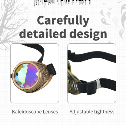 Retro Steampunk Kaleidoscope Goggles - Vintage Cyberpunk Party Glasses