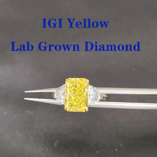 IGI Certified 3.1 Ctw Yellow Radiant Cut Diamond Engagement Ring