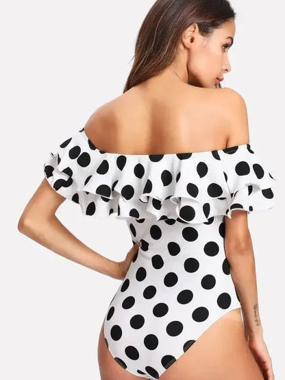 Double Ruffle One Piece Off The Shoulder Bathing Suit