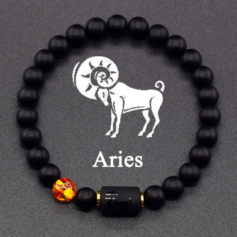 Natural Tiger Eye Stone 12 Zodiac Constellation Bead Bracelet
