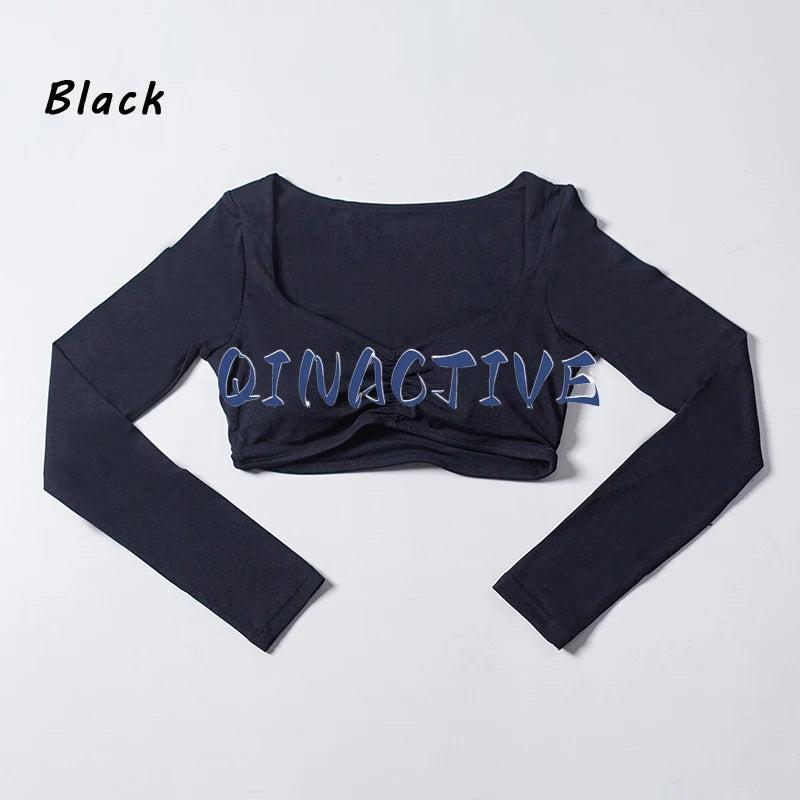 QINACTIVE Crop Top Long Sleeve Shirt