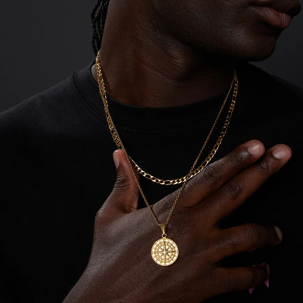 Stainless Steel Cuban Figaro Wheat Chain Necklace