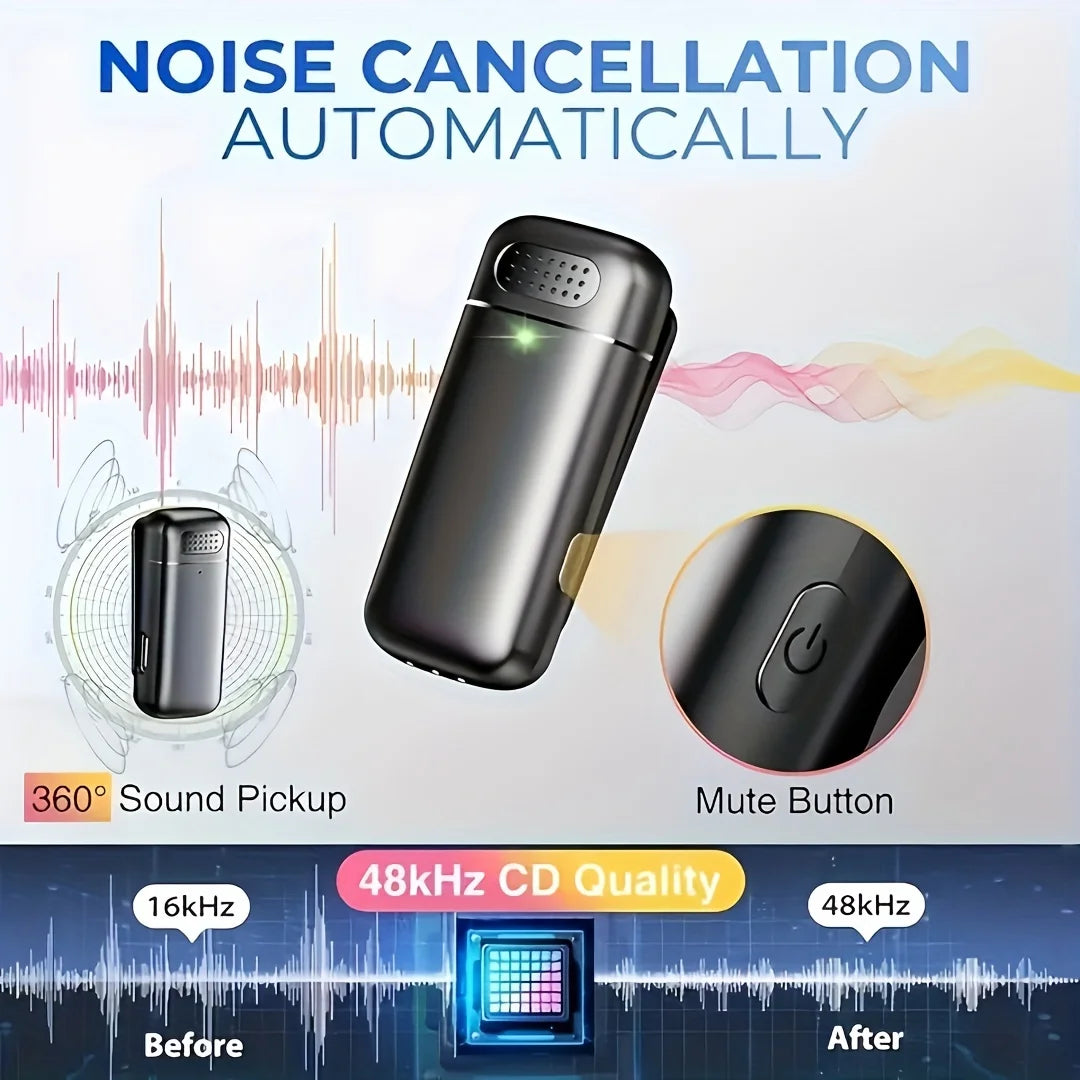 Wireless Lavalier Microphone for Cell Phones Type-C Mini with Charging Case