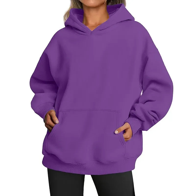 Women's Oversized Fleece Warm Hoodie - Casual Loose Fit Autumn Winter Pullover Sweatshirt