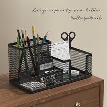 Black Mesh Desk Organizer with 3 Compartments