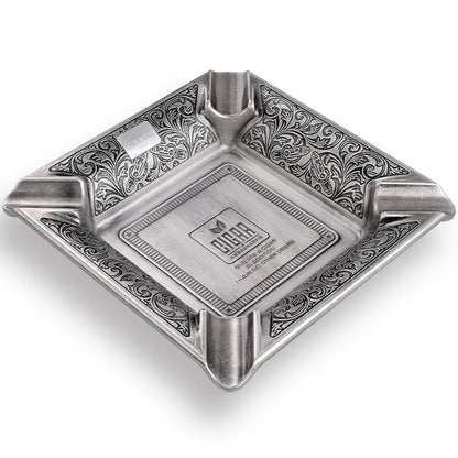 Large Square 4 Slot Copper Ashtray with Engraving