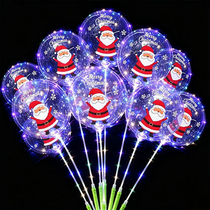 Christmas LED Light Up Bobo Balloons, 20 Inch Bubble Balloons with 3 Levels Flashing Handle