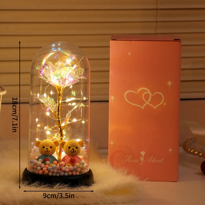 Artificial Eternal Rose LED Light in Glass Cover