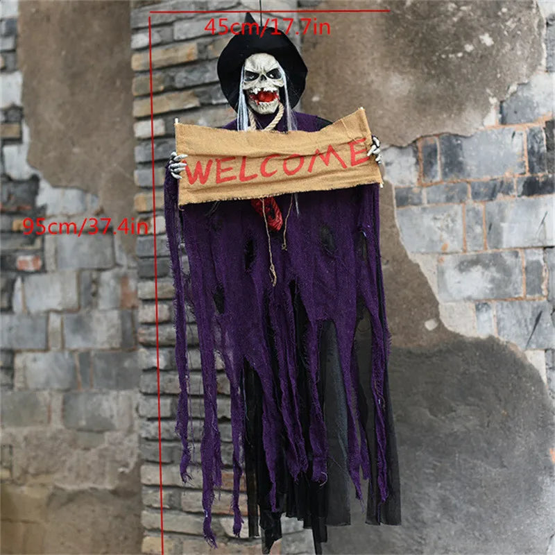 Spooky Halloween Hanging Ghost Decor – Creepy Tattered Linen Grim Reaper Prop for Haunted House, Yard & Party Decor