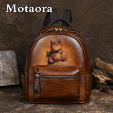 Retro Hand-painted Genuine Leather Backpack