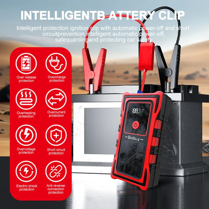 800A Peak 12V Portable Car Jump Starter – Emergency Battery Booster & Power Bank with LED Light
