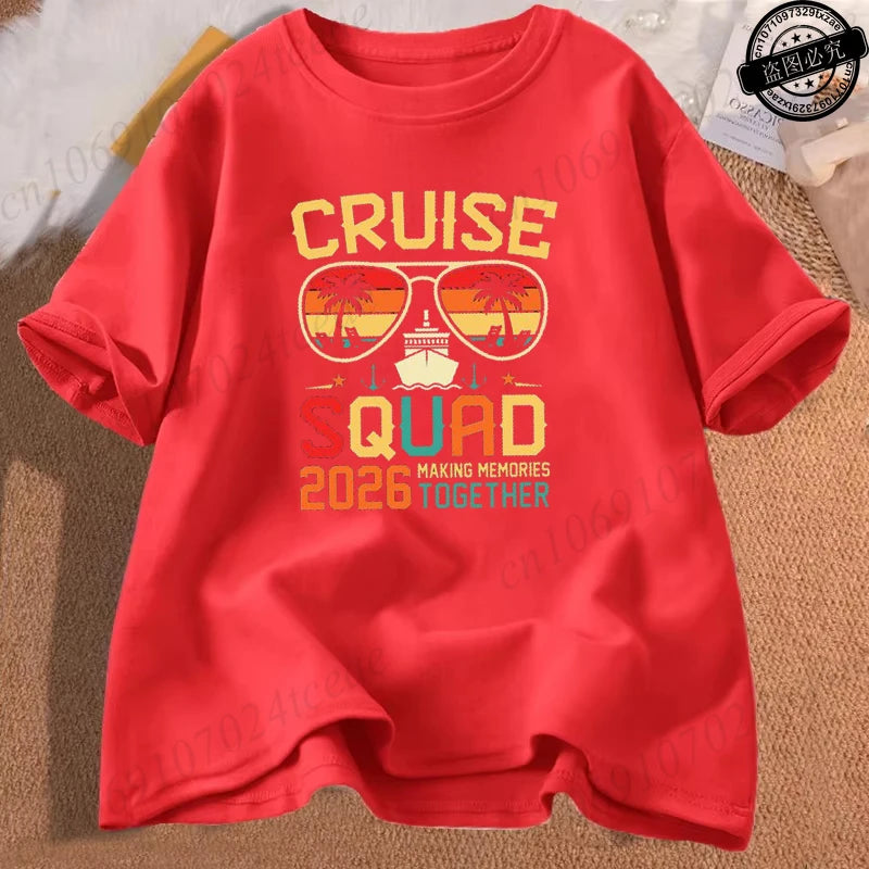 Women’s Cruise Squad 2026 Graphic T-Shirt – Casual Short Sleeve Vacation Tee