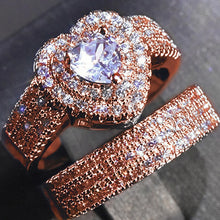 Huitan Eternity Love 2Pcs/Set Cubic Zirconia Heart Rings
