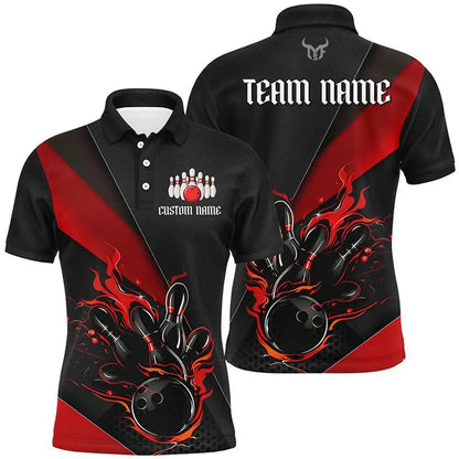 Men's Custom Name Bowling Graphic Polo Shirt