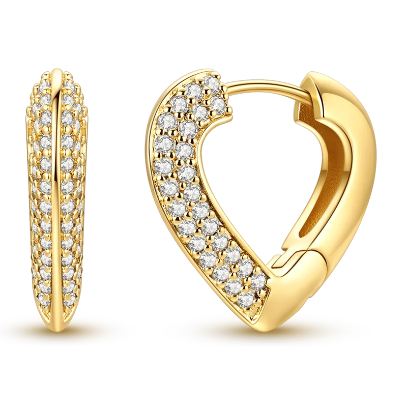 925 Sterling Silver CZ Zircon Gold-Plated Hoop Earrings – Sparkling Minimalist Jewelry