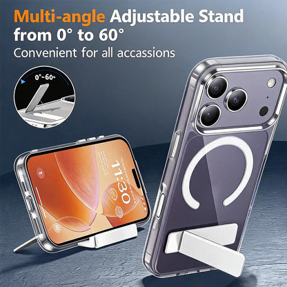 Clear Magnetic Phone Case with Built-in Kickstand for iPhone