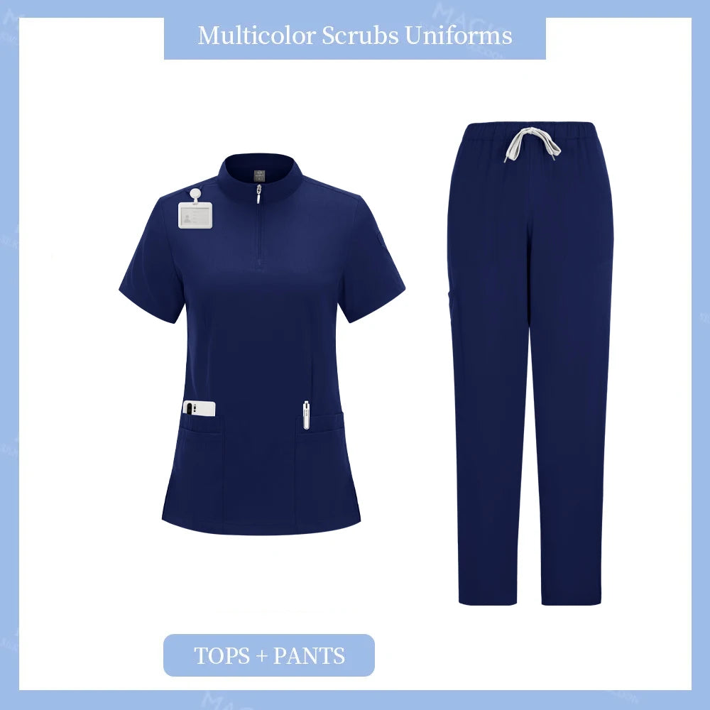 Women’s Stretch Medical Scrub Uniform Set (Top & Jogger Pants)