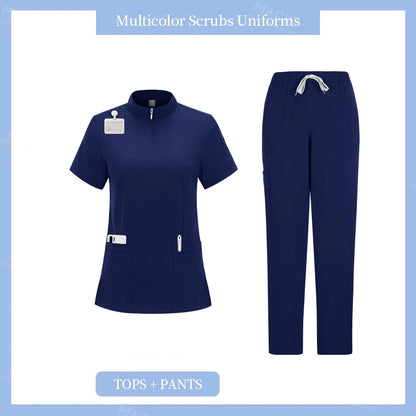Women’s Stretch Medical Scrub Uniform Set (Top & Jogger Pants)