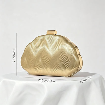 Women's Cloud Shape Gold Evening Clutch Bag