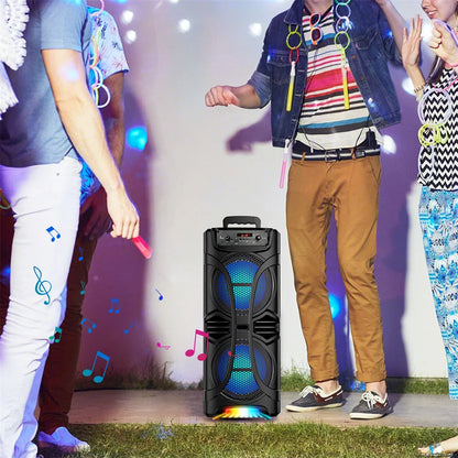 6000W Dual 8" Portable Party Bluetooth Speaker – Rechargeable Outdoor Karaoke System with LED Lights