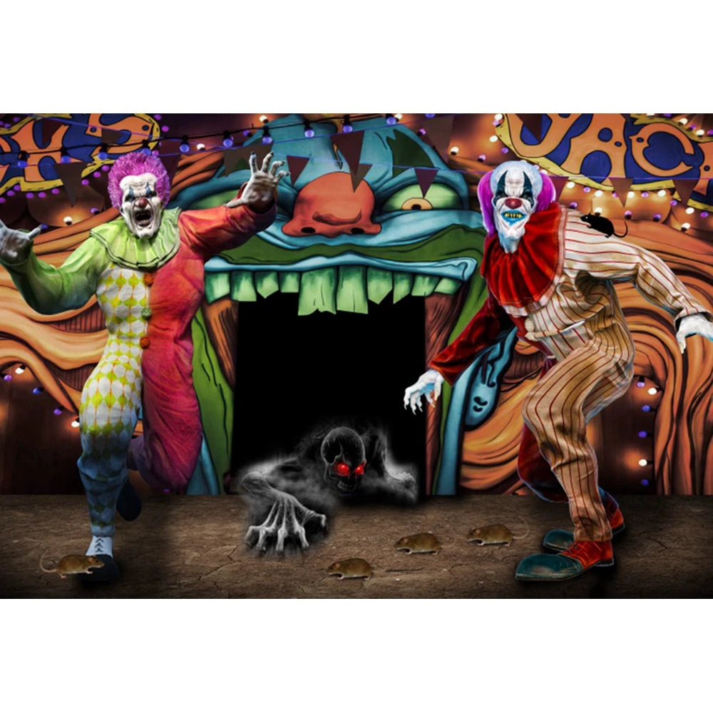 Haunted Carnival Halloween Backdrop - Spooky Circus Photography Prop