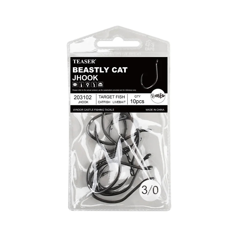 OBSESSION 10pcs High Carbon Steel Barbed Catfish Hooks 2/0-8/0